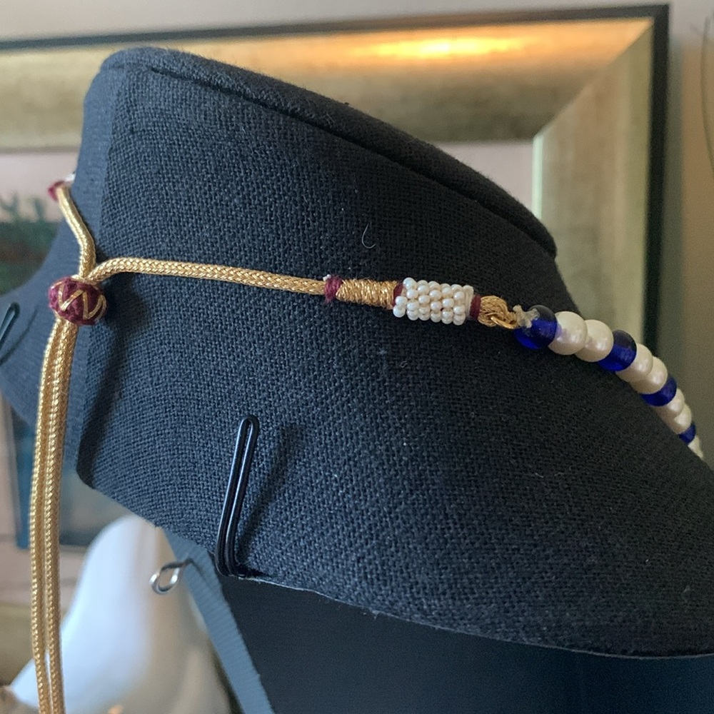 Vintage Belt - Blue White Daisy Flower beaded Retro 1970’s Vine Slide - Picture 13 of 14